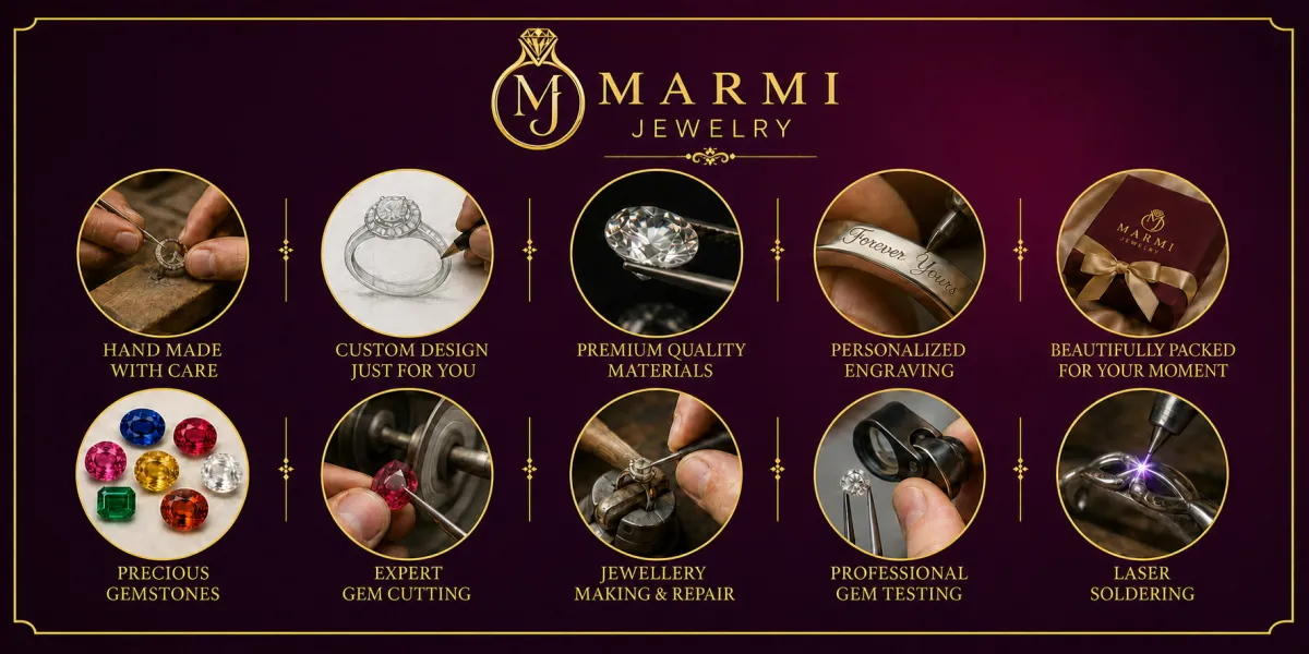 Marmi Jewelry handmade jewellery, custom design, gemstones, gem cutting, repair and testing services